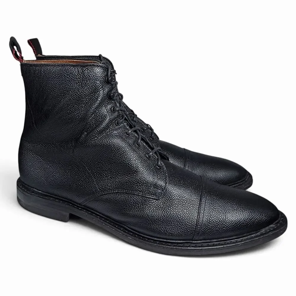 Allen Edmonds First Avenue Lace Up Boots Mens Sz 15 Black Pebbled Leather USA